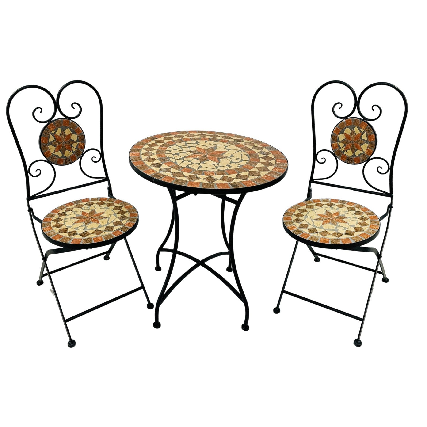 Mosaik-Bistroset "Caspian" bestehend aus 2 Stühlen und 1 Tisch